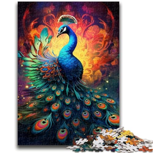 Psychedelisches Pfauen-Puzzle für Teenager, 1000 Teile, dekomprimierendes intellektuelles Lernspielzeug, tolle Geschenke und Spielzeuge (50x75cm) von AADSAZA
