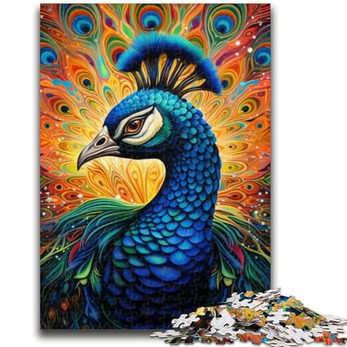 Psychedelisches Pfauen-Puzzle mit 1000 Teilen für Teenager, Denkspiel, Wanddekoration, einzigartige Geburtstags (38x26cm) von AADSAZA
