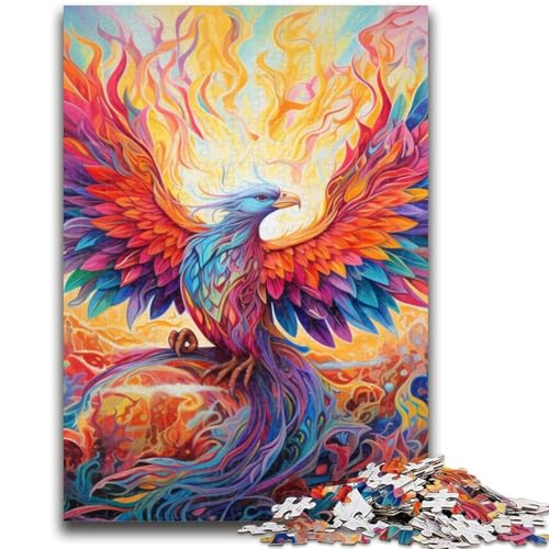 Psychedelisches Phönix-Vogel-Puzzle für Teenager, 1000 Teile, anspruchsvolles Spiel und Familienspiel mit vollständig ineinandergreifenden, zufällig geformten Teilen (38x26cm) von AADSAZA