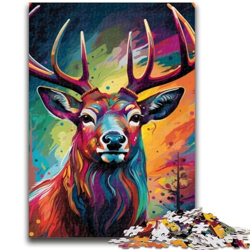 Psychedelisches Rentier-Puzzle für Erwachsene, 1000 Teile, anspruchsvolles Spiel und Familienspiel, Wanddekoration, einzigartige Geburtstags (50x75cm) von AADSAZA