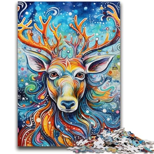 Psychedelisches Rentier-Puzzle für Erwachsene, 1000 Teile, hilft dem Gehirn, süchtig machendes Spielzeug zu trainieren, um Geduld bei der Eltern-Kind-Interaktion zu fördern (38x26cm) von AADSAZA