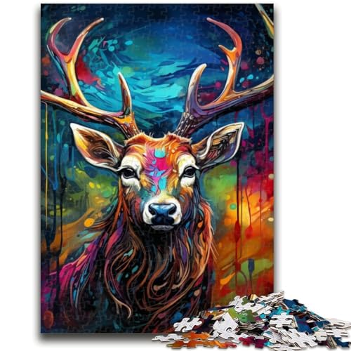 Psychedelisches Rentier-Puzzle mit 1000 Teilen für Erwachsene und Jugendliche, Spielzeug, Lernspiele, Stressabbau, Wunschliste mit Weihnachtsmann (38x26cm) von AADSAZA