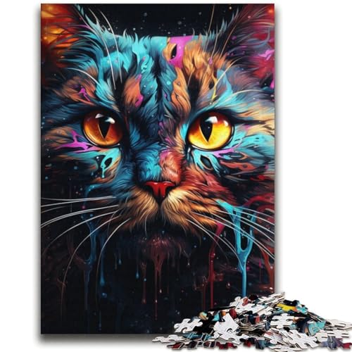 Psychedelisches Tier-Katzen-Puzzle, 2000 Teile, für Teenager, Stressabbau, schwierige Herausforderung, einzigartige Heimdekoration und Geschenke (70x100cm) von AADSAZA