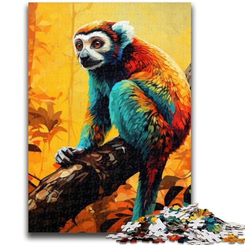 Psychedelisches Tier-Lemur-Puzzle für Teenager, 1000 Puzzles, Spielzeug, Lernspiele, Stressabbau, geeignet als Schreibtischdekoration (50x75cm) von AADSAZA
