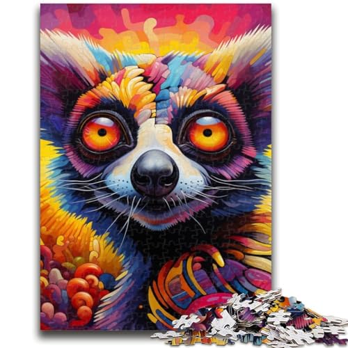 Psychedelisches Tier-Lemur-Puzzle für Teenager, 1000 Teile, anspruchsvolles Spiel und Familienspiel mit vollständig ineinandergreifenden, zufällig geformten Teilen (38x26cm) von AADSAZA