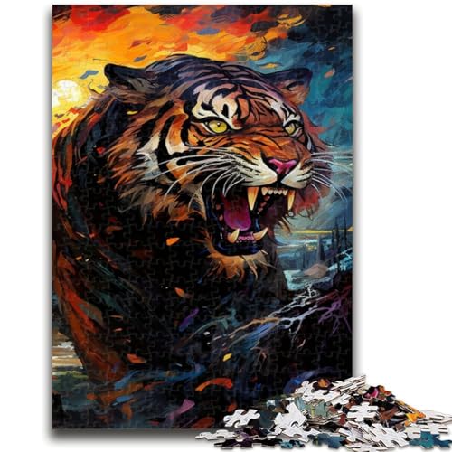 Psychedelisches Tier-Tiger-Puzzle für Erwachsene, 1000 Teile, anspruchsvolles Spiel und Familienspiel, Wanddekoration, einzigartige Geburtstags (38x26cm) von AADSAZA
