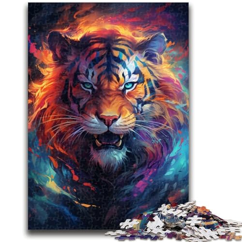 Psychedelisches Tier-Tiger-Puzzle für Erwachsene, 1000 Teile, herausforderndes Spiel und Familienspiel, Wanddekoration, einzigartige Geburtstags (50x75cm) von AADSAZA