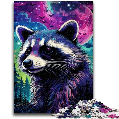 Psychedelisches Tier-Waschbär-Puzzle für Erwachsene, 1000 Teile, hilft dem Gehirn, süchtig machendes Spielzeug zu trainieren, um Geduld bei der Eltern-Kind-Interaktion zu fördern (38x26cm) von AADSAZA