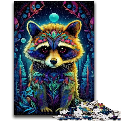 Psychedelisches Tier-Waschbär-Puzzle für Erwachsene, 1000-teiliges Puzzle, Denkspiel, Wanddekoration, einzigartige Geburtstags (38x26cm) von AADSAZA