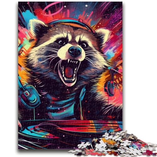 Psychedelisches Tier-Waschbär-Puzzle für Erwachsene, 1000-teiliges Puzzle, Denkspiel, Wanddekoration, einzigartige Geburtstags (38x26cm) von AADSAZA