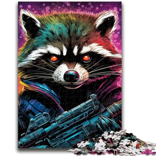 Psychedelisches Tier-Waschbär-Puzzle mit 1000 Teilen für Teenager, zum Zeitvertreib zu Hause Jedes Teil ist einzigartig – anspruchsvolles Familienspiel (38x26cm) von AADSAZA