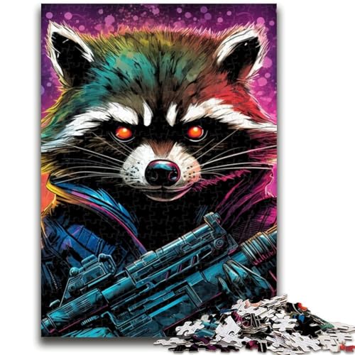 Psychedelisches Tier-Waschbär-Puzzle mit 1000 Teilen für Teenager, zum Zeitvertreib zu Hause Jedes Teil ist einzigartig – anspruchsvolles Familienspiel (50x75cm) von AADSAZA