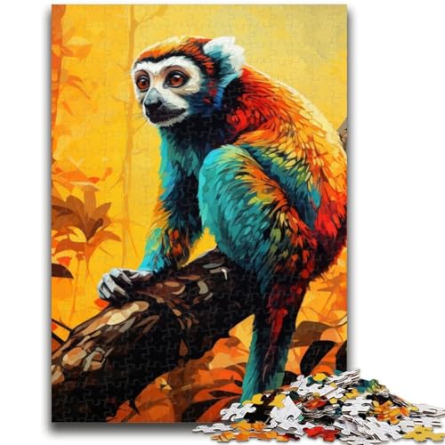 Psychedelisches Tierlemur-Puzzle für Erwachsene, 1000 Teile, hilft dem Gehirn, süchtig machendes Spielzeug zu trainieren, um Geduld bei der Eltern-Kind-Interaktion zu fördern (38x26cm) von AADSAZA