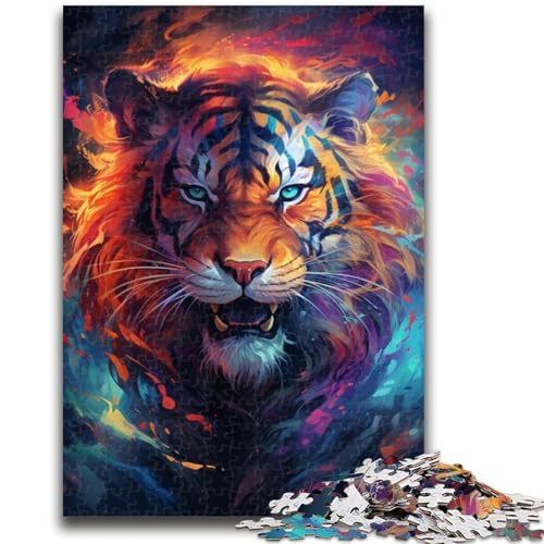 Psychedelisches Tiertiger-Puzzle für Erwachsene, 1000 Teile, hilft dem Gehirn, süchtig machendes Spielzeug zu trainieren, um Geduld bei der Eltern-Kind-Interaktion zu fördern (38x26cm) von AADSAZA