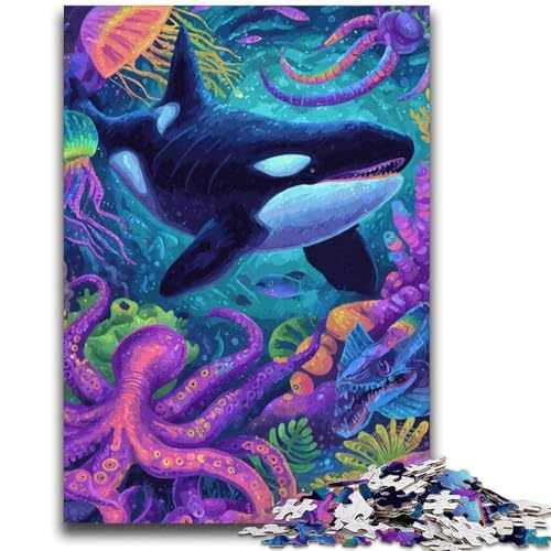 Psychedelisches Wal-Puzzle, 2000 Teile, für Teenager, Mustermontage, Spaß bei Aktivitäten zu Hause, Geburtstagsgeschenk, Reisegeschenke (70x100cm) von AADSAZA
