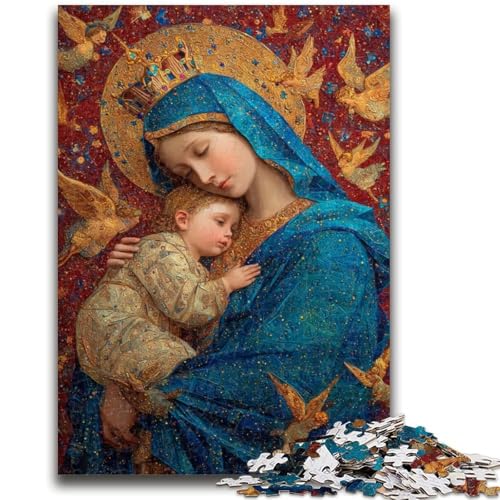 Puzzle „Porträt von Maria, der Mutter“ für Teenager, anspruchsvoll zu vervollständigen, Aber lustig und humorvoll, mit passendem Poster und Quizblatt (38x26cm) von AADSAZA
