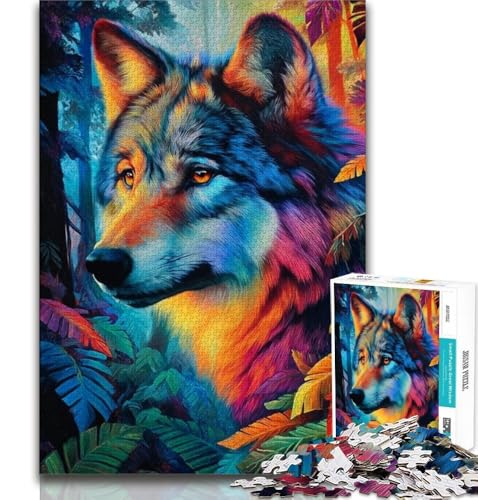 Puzzle 1000 Teile für Erwachsene, Aquarellwolf, Lernspiele, Heimdekoration, Lernspiel für Geburtstag, Weihnachten (75x50cm) von AADSAZA