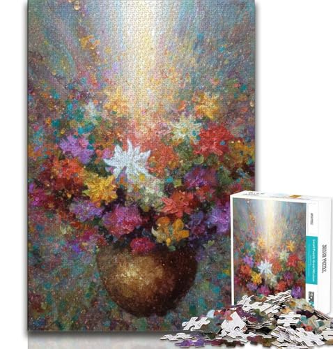 Puzzle 1000 Teile für Erwachsene, Blumen in Einer Vase malen, Lernspiele, Heimdekoration, Lernspiel für Geburtstag, Weihnachten (75x50cm) von AADSAZA