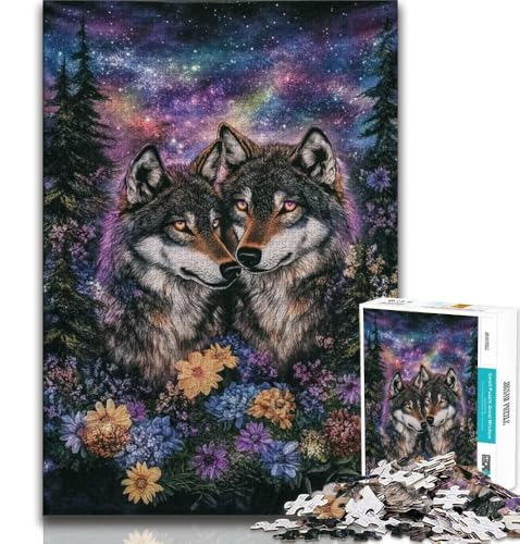 Puzzle 1000 Teile für Erwachsene, Blumenwolf, Lernspiele, Heimdekoration, Lernspiel für Geburtstag, Weihnachten (38x26cm) von AADSAZA