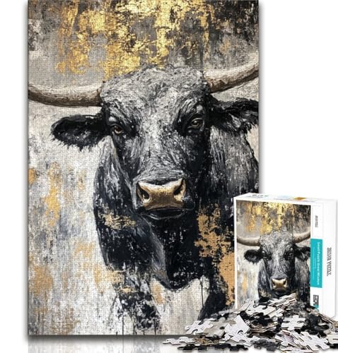 Puzzle 1000 Teile für Erwachsene, Geschenke, Schwarzgoldbulle, Lernspiele, Heimdekoration, Lernspiel für Geburtstag, Weihnachten (75x50cm) von AADSAZA