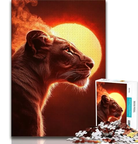Puzzle 1000 Teile für Erwachsene, Geschenke für afrikanische Löwin, anspruchsvoll und schwierig mit vollständig ineinandergreifenden, zufällig geformten Teilen (38x26cm) von AADSAZA