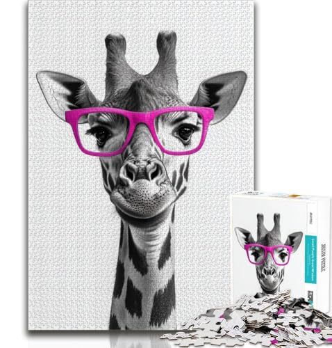 Puzzle 1000 Teile für Erwachsene, Giraffe mit Brille, anspruchsvolles Spiel und Lernspiel für die ganze Familie zum Geburtstag, Weihnachten (38x26cm) von AADSAZA