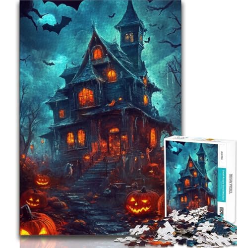 Puzzle 1000 Teile für Erwachsene, Halloween-Schloss, Lernspiele, Heimdekoration, Lernspiel für Geburtstag, Weihnachten (75x50cm) von AADSAZA