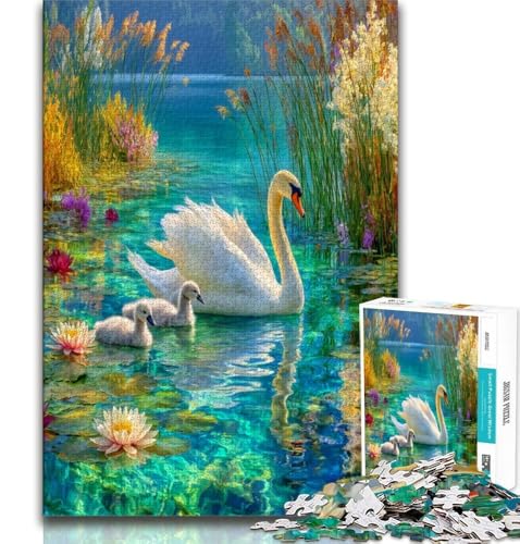Puzzle 1000 Teile für Erwachsene, Herbstschwäne, Lernspiele, Heimdekoration, Lernspiel für Geburtstag, Weihnachten (38x26cm) von AADSAZA