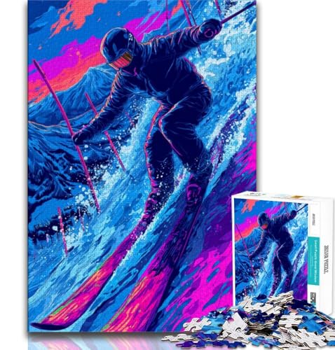 Puzzle 1000 Teile für Erwachsene, Skifahrer, Lernspiele, Heimdekoration, Lernspiel für Geburtstag, Weihnachten (38x26cm) von AADSAZA