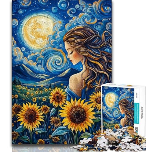 Puzzle 1000 Teile für Erwachsene, Sonnenblumenmädchen, anspruchsvolles Spiel und Lernspiel für die ganze Familie zum Geburtstag, Weihnachten (38x26cm) von AADSAZA