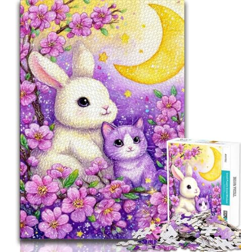 Puzzle 1000 Teile für Erwachsene und Jugendliche, Blumenhase, anspruchsvolles Spiel, ganze Familie (38x26cm) von AADSAZA
