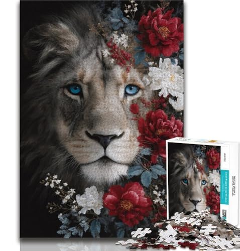 Puzzle 1000 Teile für Erwachsene und Jugendliche, Blumenlöwe, anspruchsvolles Spiel, ganze Familie (75x50cm) von AADSAZA