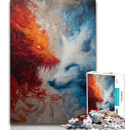 Puzzle 1000 Teile für Erwachsene und Jugendliche, Flammenwolf, anspruchsvolles Spiel, ganze Familie (38x26cm) von AADSAZA