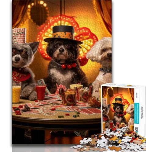 Puzzle 1000 Teile für Erwachsene und Jugendliche, Hunde Spielen Poker, anspruchsvolles Spiel und Lernspiel für die ganze Familie zum Geburtstag, Weihnachten (38x26cm) von AADSAZA