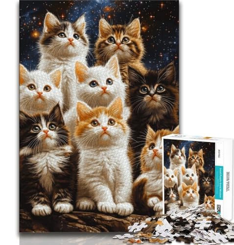 Puzzle 1000 Teile für Erwachsene und Jugendliche, Katzencollage, anspruchsvolles Spiel, ganze Familie (38x26cm) von AADSAZA