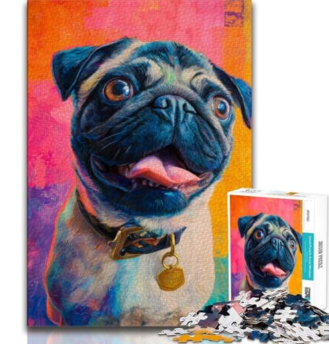 Puzzle 1000 Teile für Erwachsene und Jugendliche, Mops, anspruchsvolles Spiel, ganze Familie (38x26cm) von AADSAZA