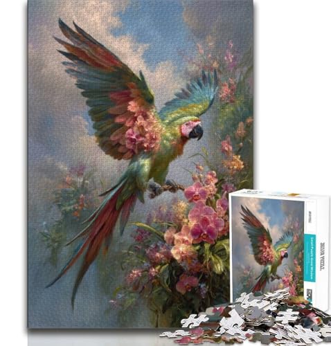 Puzzle 1000 Teile für Erwachsene und Jugendliche, Papagei, pädagogisches Familienspiel mit vollständig ineinandergreifenden, zufällig geformten Teilen (75x50cm) von AADSAZA