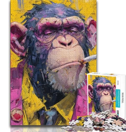 Puzzle 1000 Teile für Erwachsene und Jugendliche, Schimpanse, anspruchsvolles Spiel, ganze Familie (75x50cm) von AADSAZA