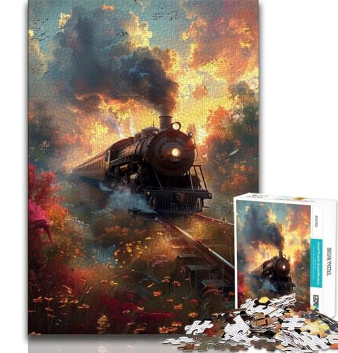 Puzzle 1000 Teile für Erwachsene und Jugendliche, Zug, anspruchsvolles Spiel, ganze Familie (38x26cm) von AADSAZA