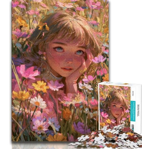 Puzzle 1000 Teile für Teenager, Anime-Blumenmädchen, anspruchsvolles Spiel, ganze Familie (75x50cm) von AADSAZA