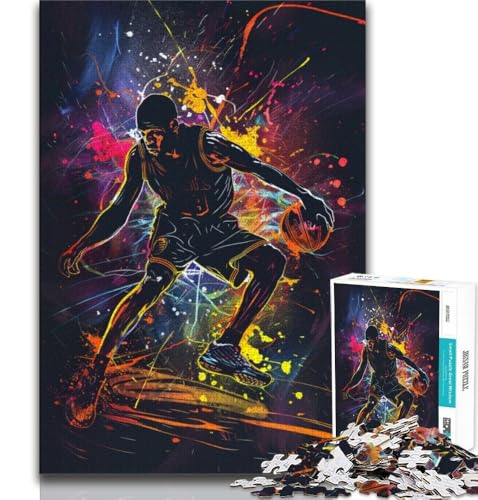 Puzzle 1000 Teile für Teenager, Basketballspieler, anspruchsvolles Spiel, ganze Familie (38x26cm) von AADSAZA