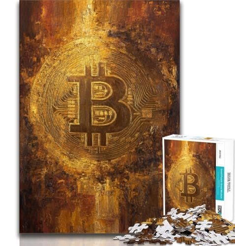 Puzzle 1000 Teile für Teenager, Bitcoin-Logo, anspruchsvolles Spiel, ganze Familie (38x26cm) von AADSAZA
