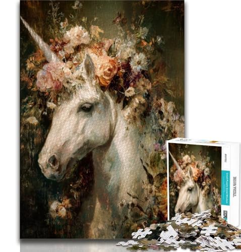 Puzzle 1000 Teile für Teenager, Einhornblumen, anspruchsvolles Spiel, ganze Familie (75x50cm) von AADSAZA