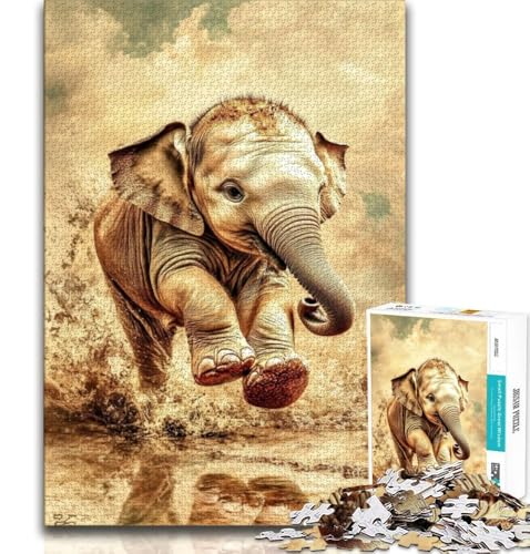 Puzzle 1000 Teile für Teenager, Elefant, anspruchsvolles Spiel, ganze Familie (38x26cm) von AADSAZA