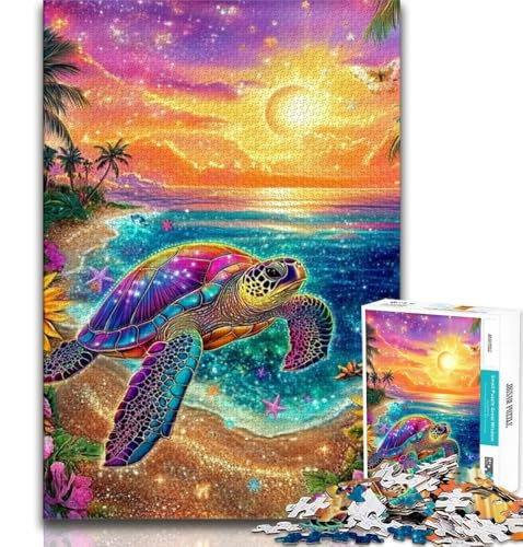 Puzzle 1000 Teile für Teenager, Farbschildkröte, anspruchsvolles Spiel, ganze Familie (75x50cm) von AADSAZA