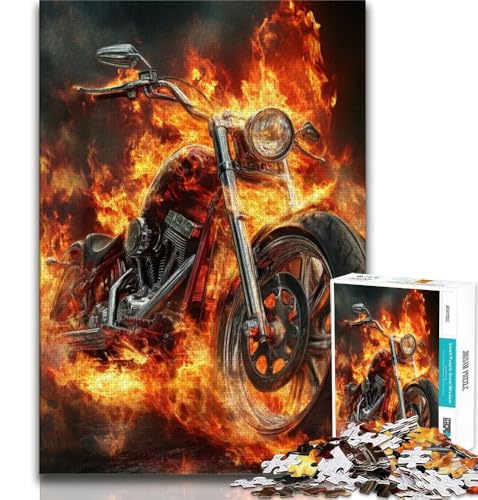 Puzzle 1000 Teile für Teenager, Flammenmotorrad, anspruchsvolles Spiel, ganze Familie (75x50cm) von AADSAZA