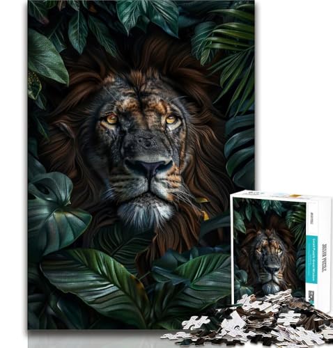 Puzzle 1000 Teile für Teenager, Geschenke, Dschungellöwe, anspruchsvolles Spiel, ganze Familie (38x26cm) von AADSAZA
