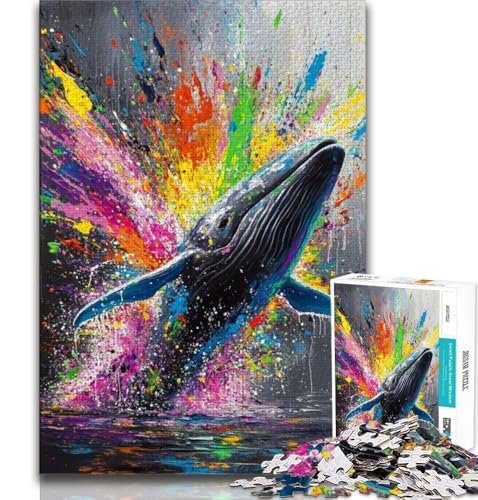 Puzzle 1000 Teile für Teenager, Geschenke, Wal-Graffiti, Spielzeug, Lernspiele, Stressabbau, einzigartige Heimdekoration und Geschenke (75x50cm) von AADSAZA