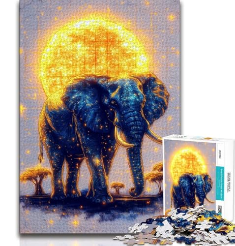 Puzzle 1000 Teile für Teenager, Goldener Elefant, anspruchsvolles Spiel, ganze Familie (38x26cm) von AADSAZA