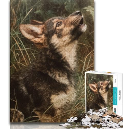 Puzzle 1000 Teile für Teenager, Heulender Wolf, anspruchsvolles Spiel, ganze Familie (75x50cm) von AADSAZA